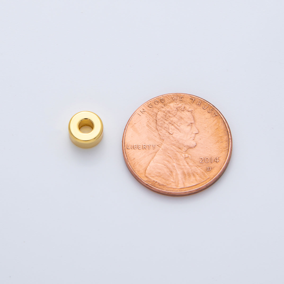 18K Gold Filled Alloy 6mm Puffy Rondelle Spacer Bead in Gold & Silver | B086