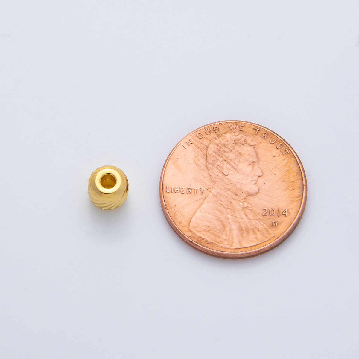 18K Gold Filled Alloy 4.5mm Revolving Pattern Tiny Rondelle Minimalist Spacer Bead in Gold & Silver | B066