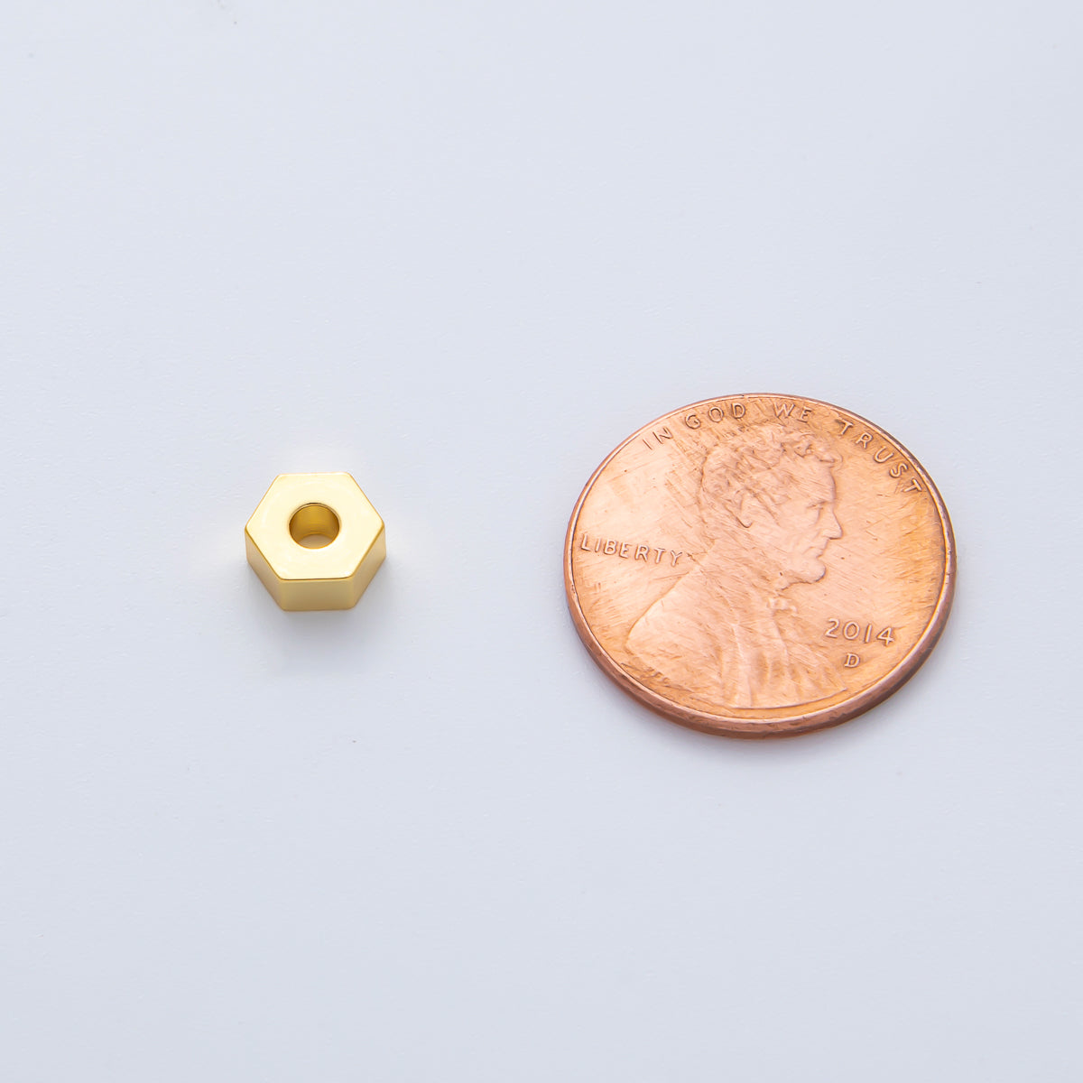 18K Gold Filled Alloy 6mm Tiny Hexagon Spacer Bead in Gold & Silver | B113