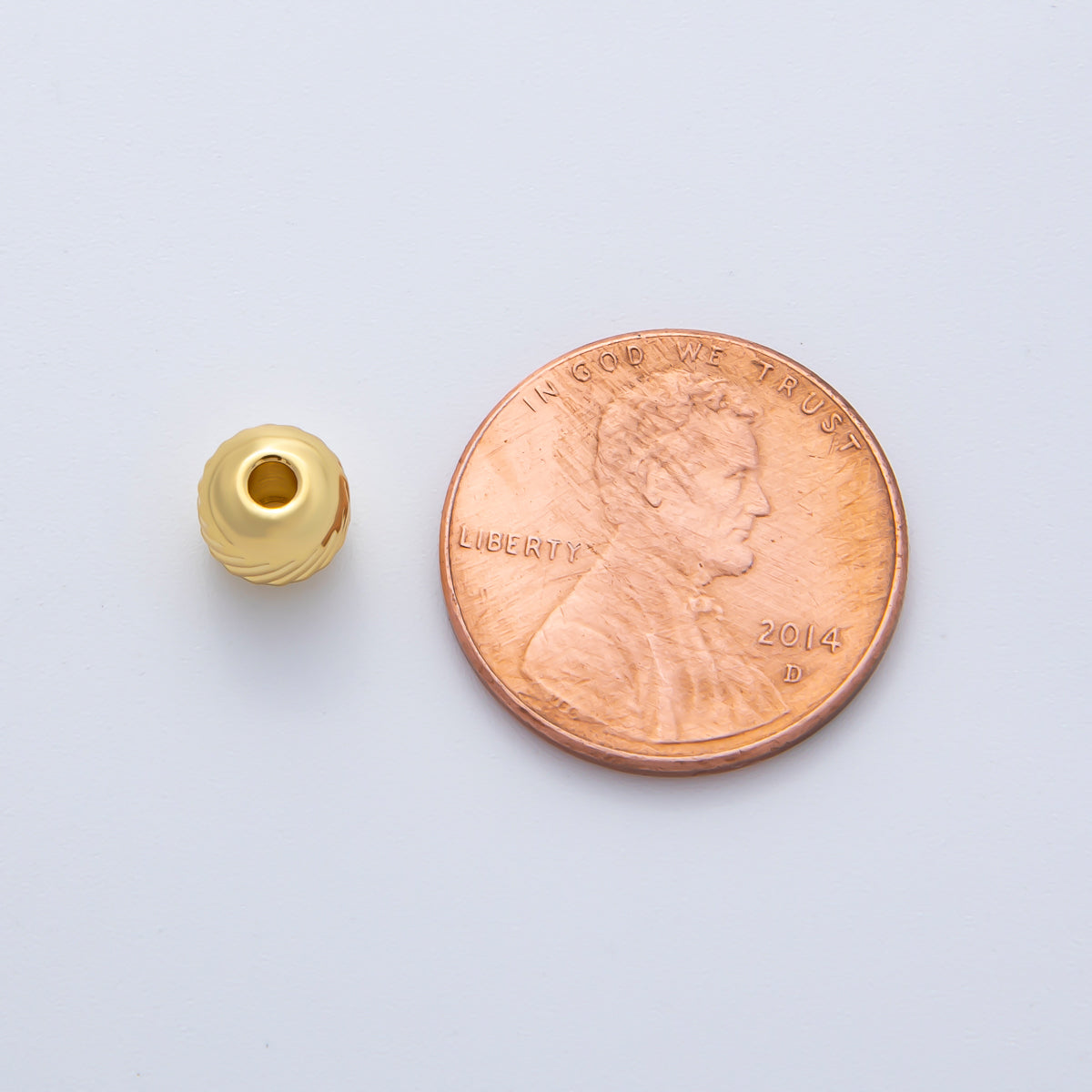 18K Gold Filled Alloy 5mm Revolving Pattern Chunky Rondelle Minimalist Spacer Bead in Gold & Silver | B047