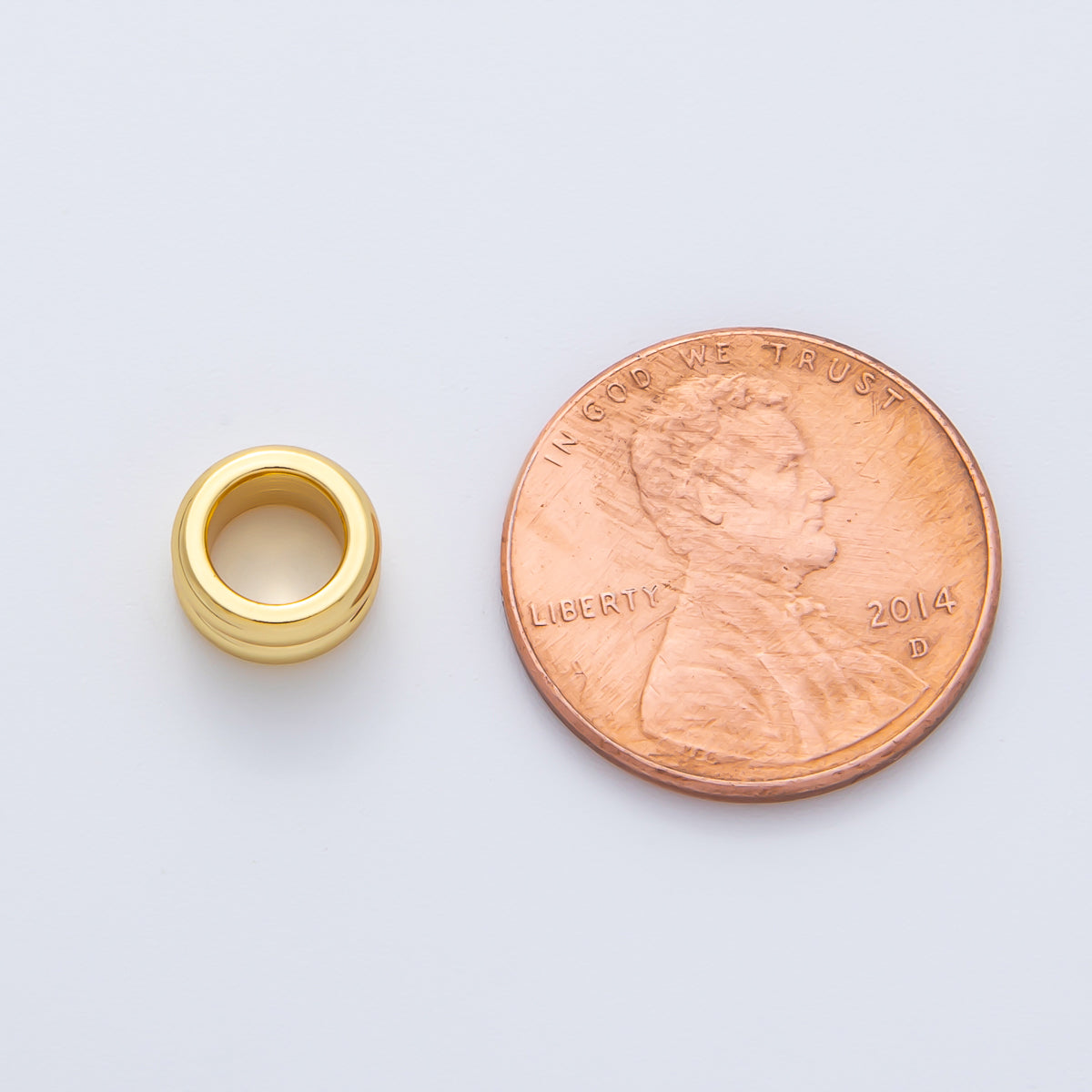 18K Gold Filled Alloy 8mm Double Band Tiny Spacer Bead in Gold & Silver | B126