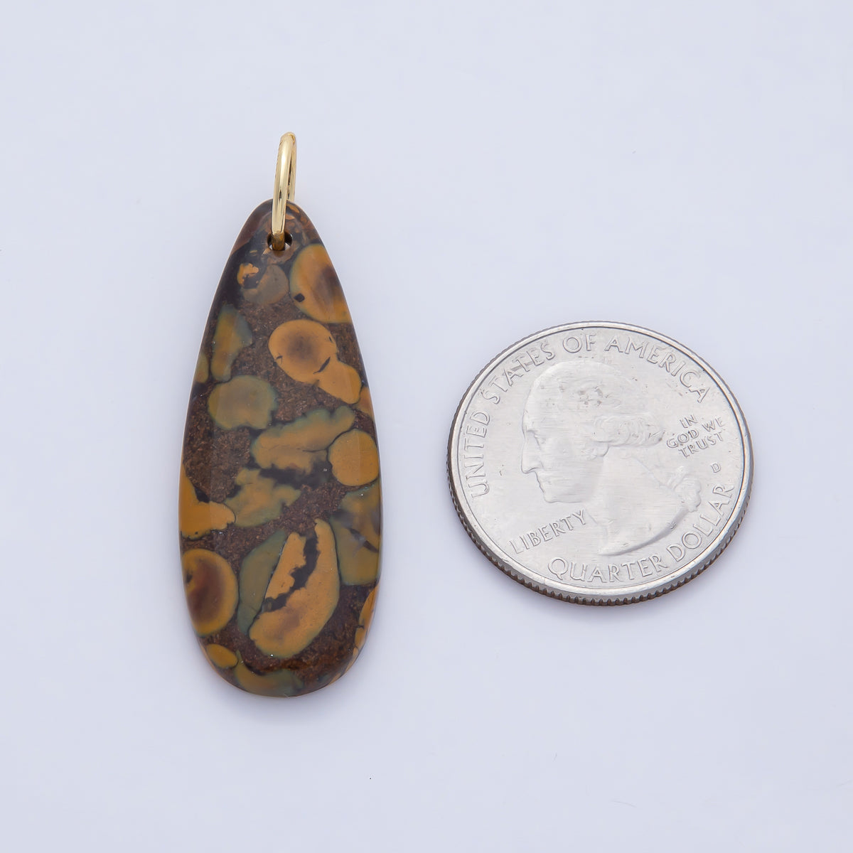 18K Gold Filled Dyed Turquoise Teardrop Gemstone Charm Pendant | AF1493