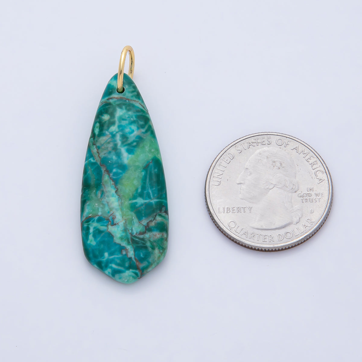 18K Gold Filled Dyed Turquoise Teardrop Gemstone Charm Pendant | AF1490