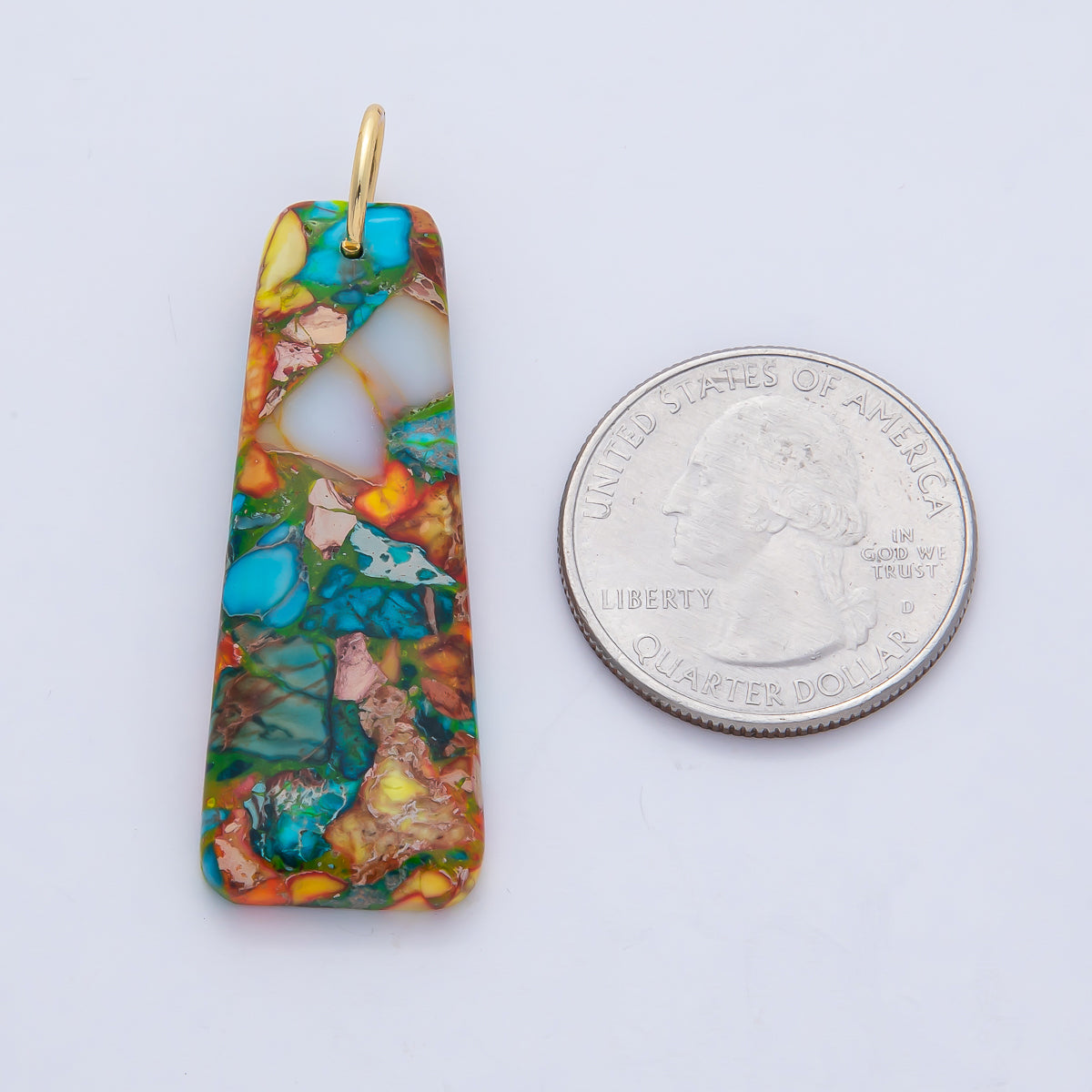 18K Gold Filled Boho Gemstone Bar Pendant – Turquoise & Multicolor Stone Charms| AF1495