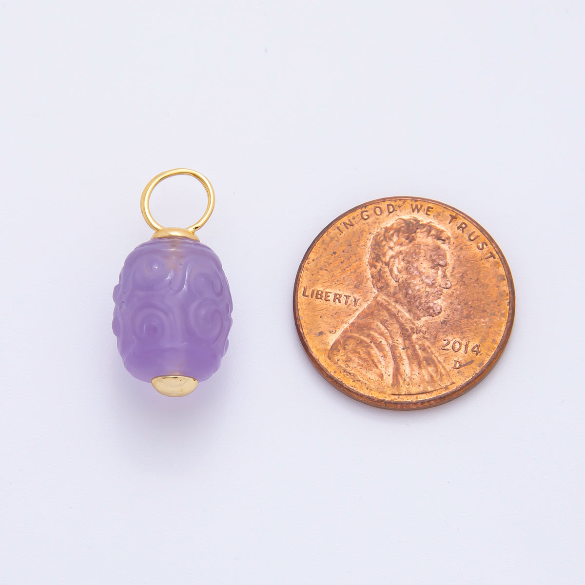 18K Gold Filled 20mm Natural Gemstone Fluorite Textured Barrel Tube Bail Charm | E042 E068