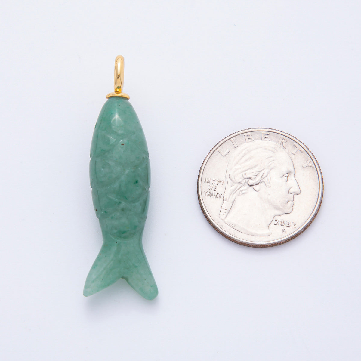 18K Gold Filled 48mm Quartz, Agate, & Tiger Eye Gemstone Sardine Fish Charm | C919 C923 C932 E008