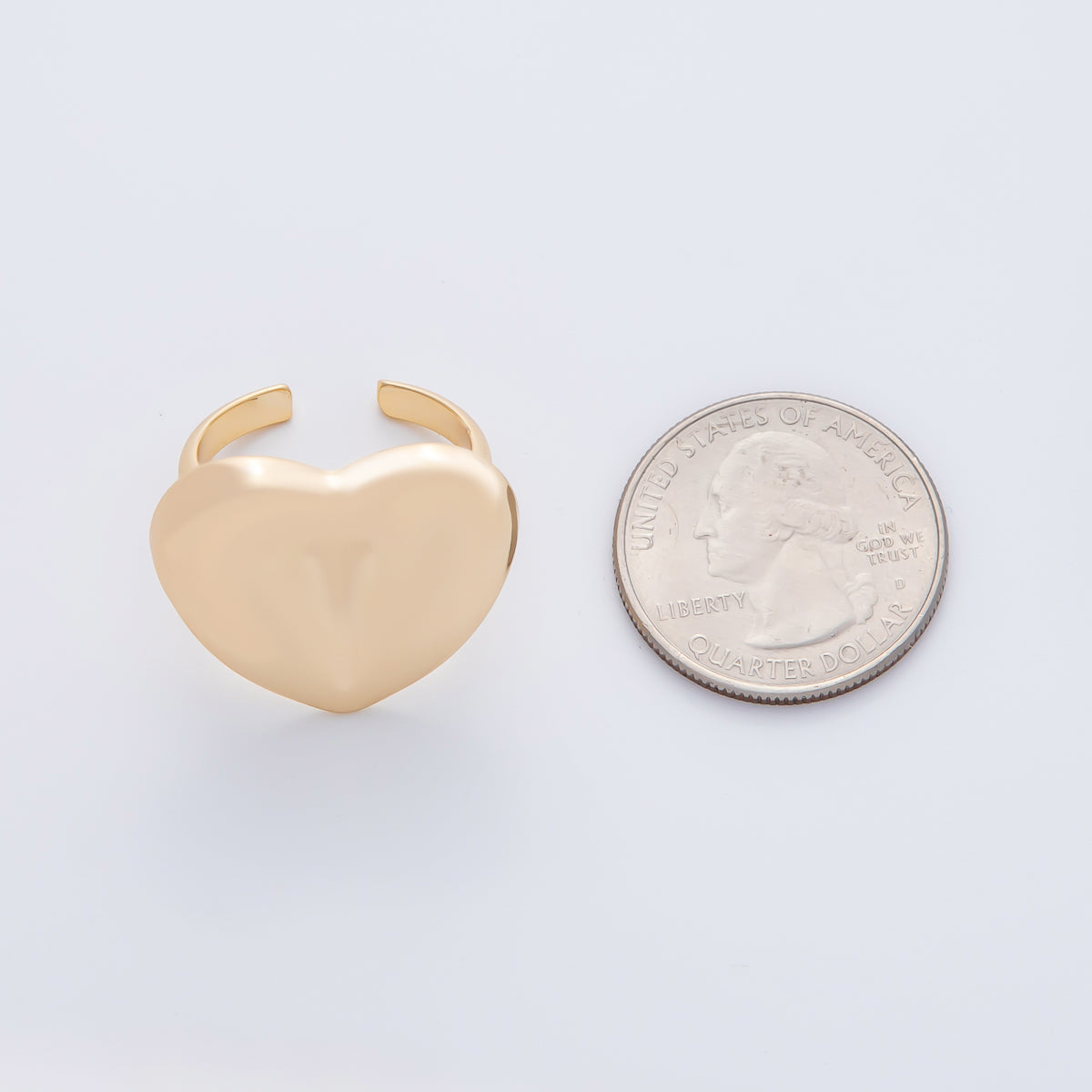18K Gold Filled Minimalist Heart Solitaire Statement Ring | O626