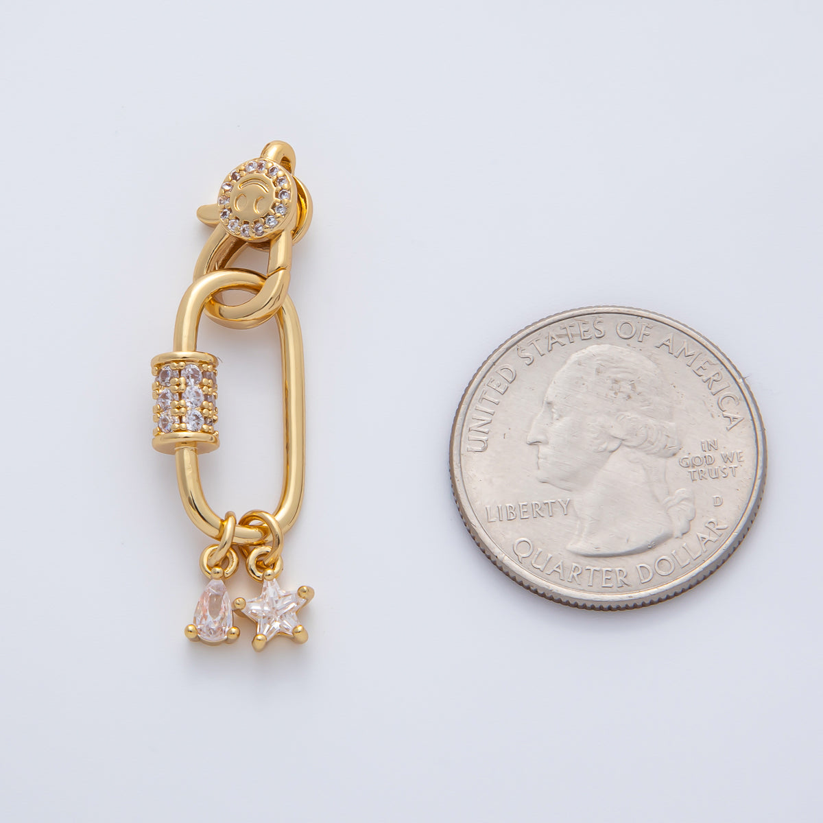 18K Gold Filled 33mm Star, Pear Cut CZ Lobster Clasp Finding | Z1449
