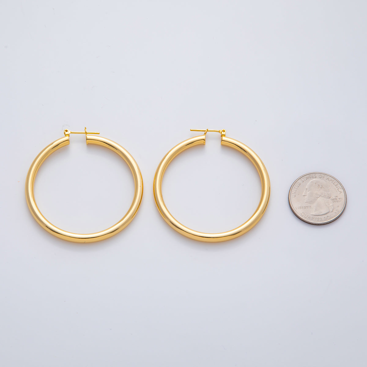 18K Gold Filled 50mm Minimalist Band Latch Hoop Earrings | AD1603