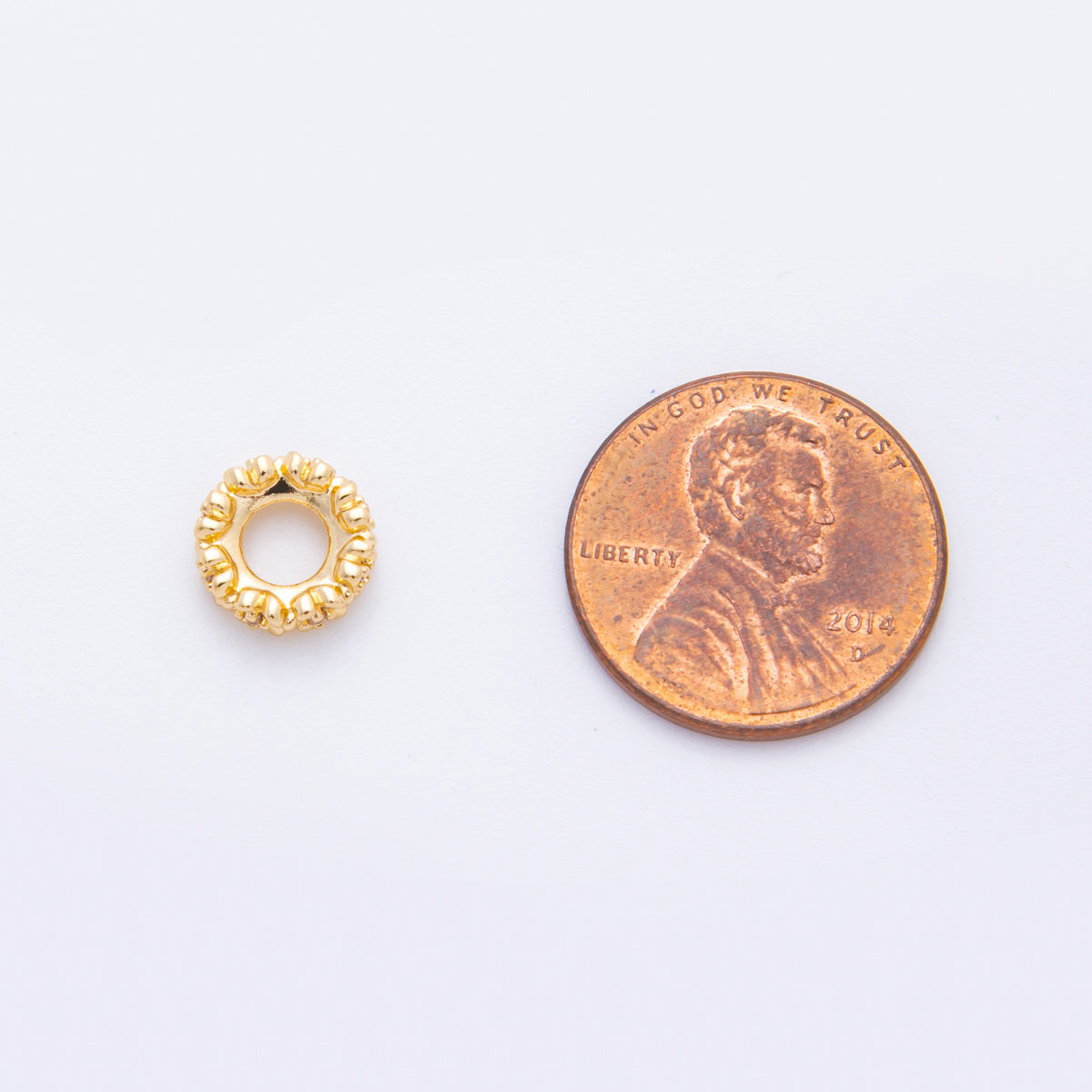 18K Gold Filled 9mm CZ Daisy Flower Thin Bead Spacer | AF1042