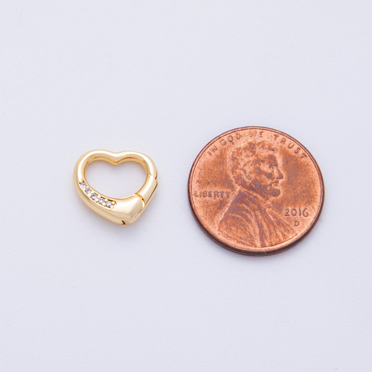 18K Gold Filled 12mm Push Gate Heart CZ Minimalist Finding | Findings-400001