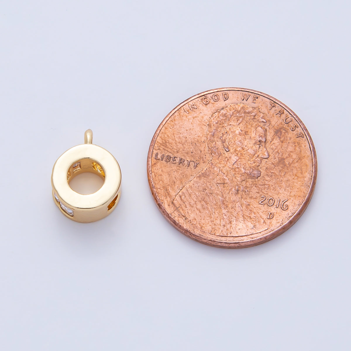 18K Gold Filled 10mm Clear CZ Baguette Rondelle Bead Bail Finding | Z1594