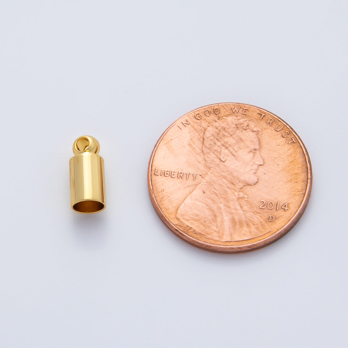18K Gold Filled 3mm Thin Barrel Tube End Cap Loop Finding by 6 Pieces / Set | Z1440