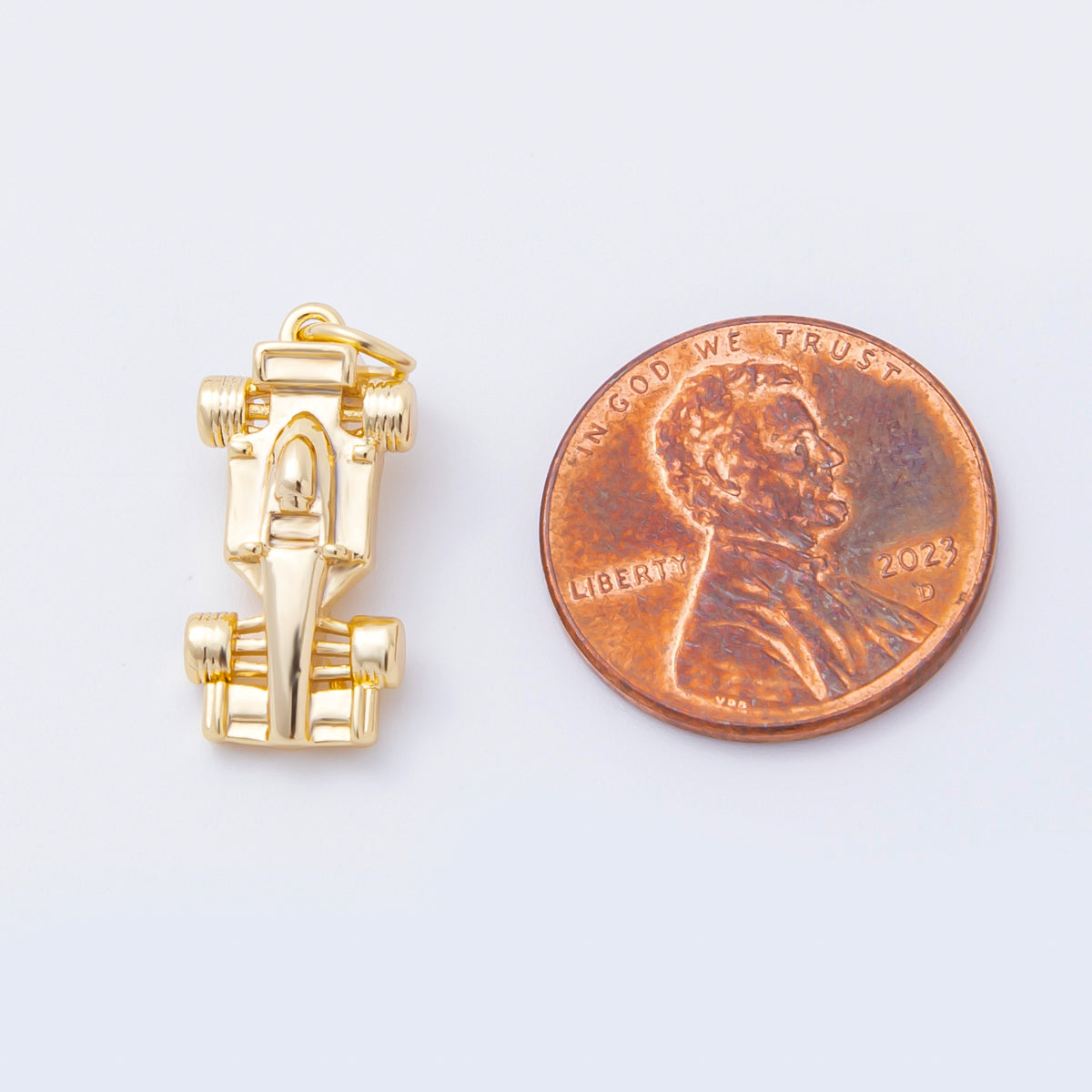 18K Gold Filled 23mm Mini Race Sports Car Minimalist Multidimensional Charm | C-623