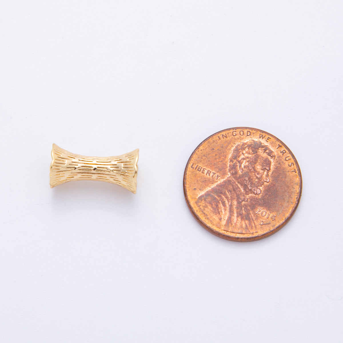 18K Gold Filled 7mm Lined Textured Curved Tube Bead Spacer | AF1050