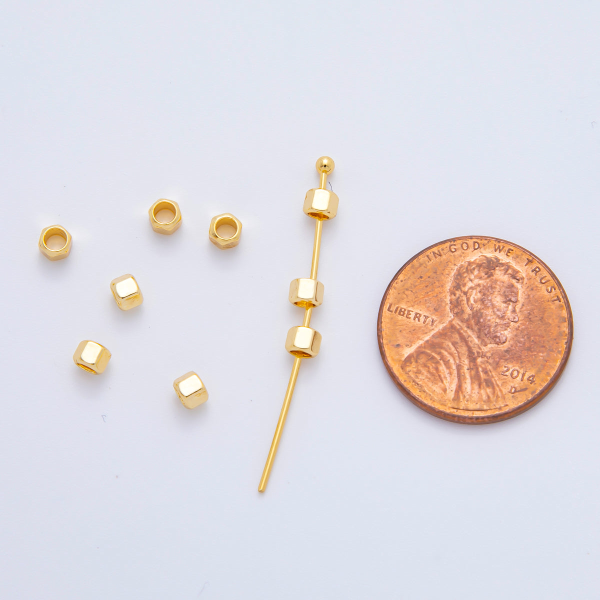 18K Gold Filled 2mm Tiny Hex Tube Bead Spacer | AF-A1078