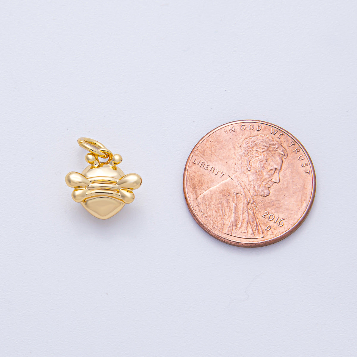 18K Gold Filled 10.5mm Minimalist Bumble Bee Insect 3D Multidimensional Charm | AK010