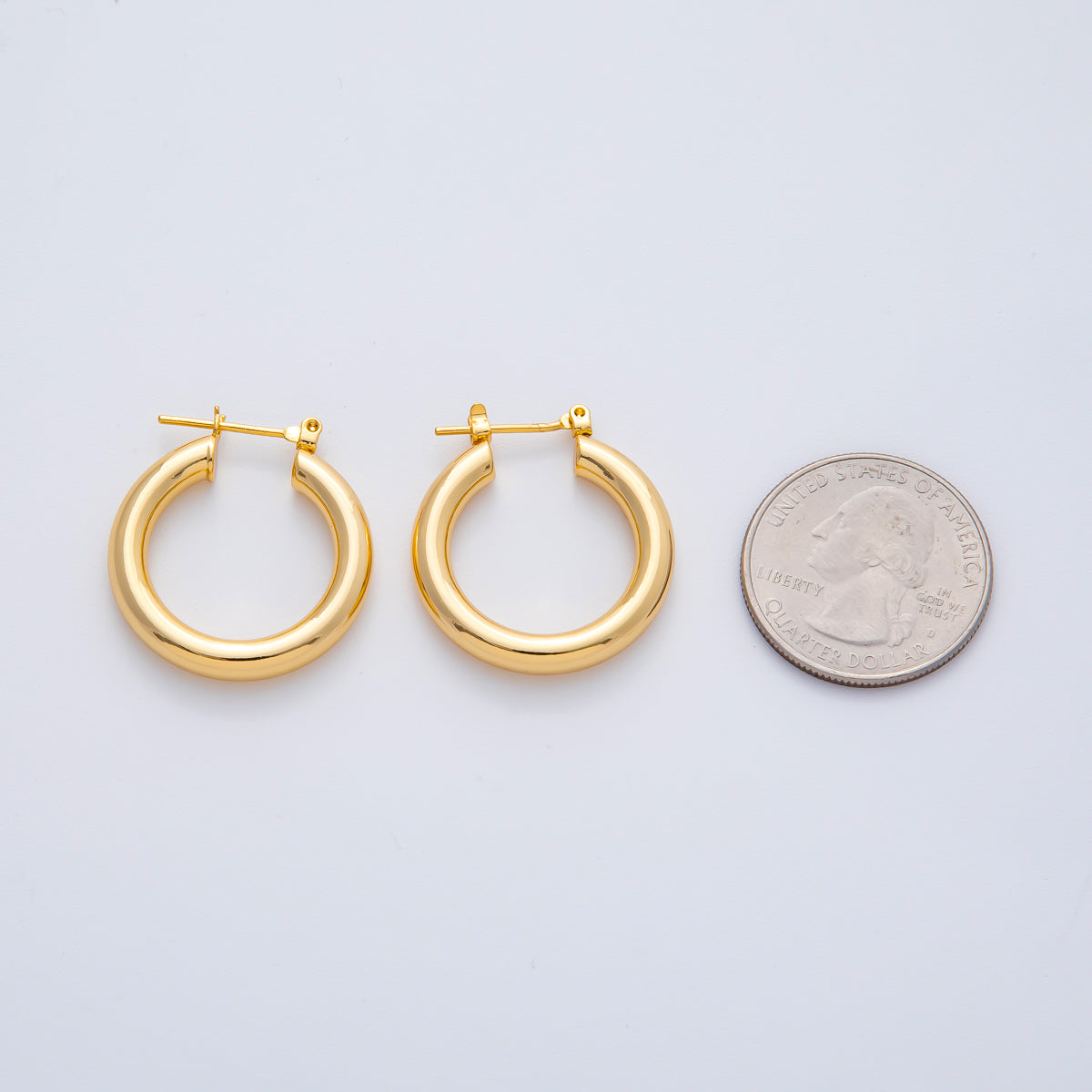 18K Gold Filled 20mm Minimalist Band Latch Hoop Earrings | AD1605