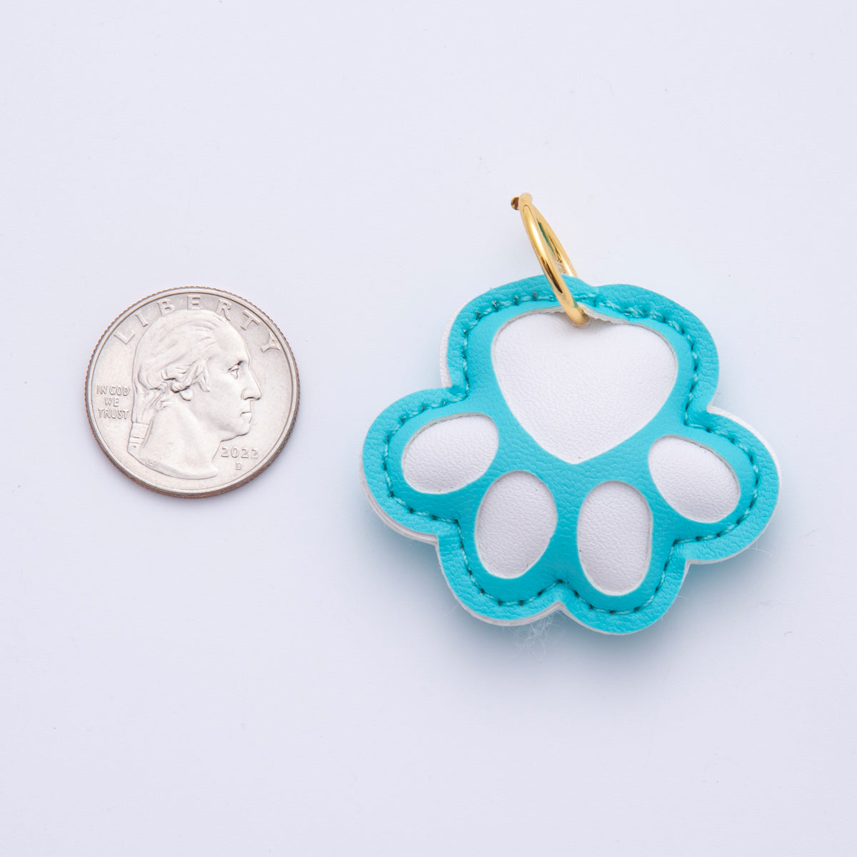 Leather Dog Paw Print Keyring Purse Bag Backpack Charm Dog Collar Accessory WB-00017