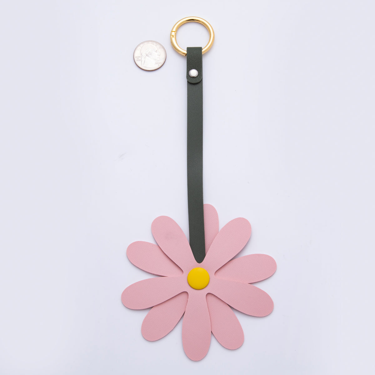 Leather Sun Flower Keyring Purse Bag Backpack Charm Flower Accessory WB-00012