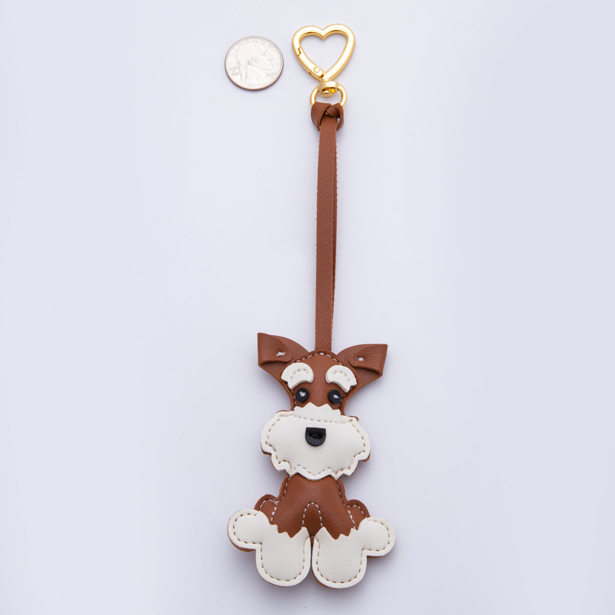 Leather Schnauzer Dog Print Keyring Purse Bag Backpack Charm Accessory WB-00020