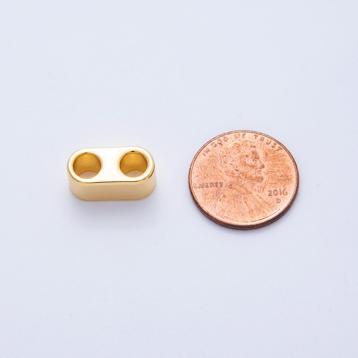 18K Gold Filled 15mm Minimalist Wide Double Hole Slide Bead Finding | Z1670