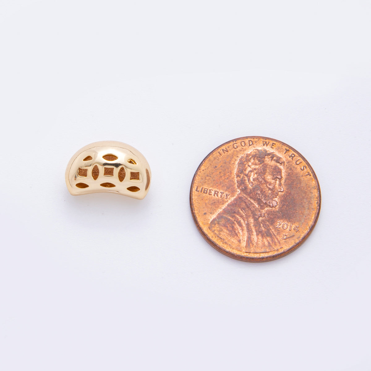 18K Gold Filled Bean Curved Filigree Minimalist Bead | AF1045