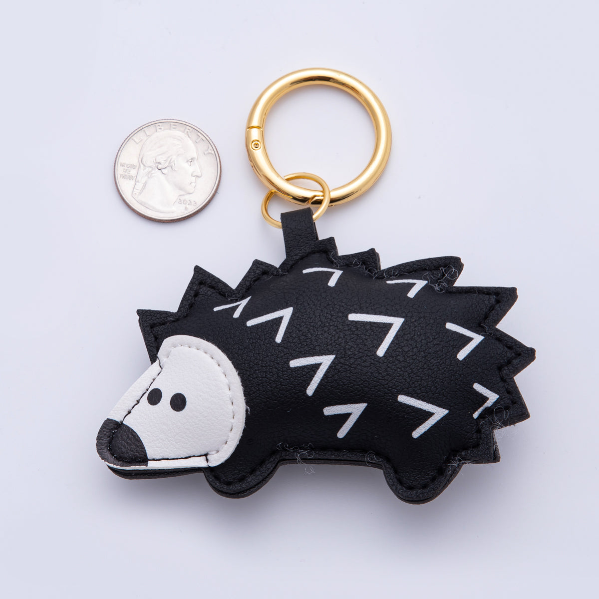 Leather Porcupine Keychain Handmade Bag Charm Cute Leather Animal Purse Accessory WB-00101