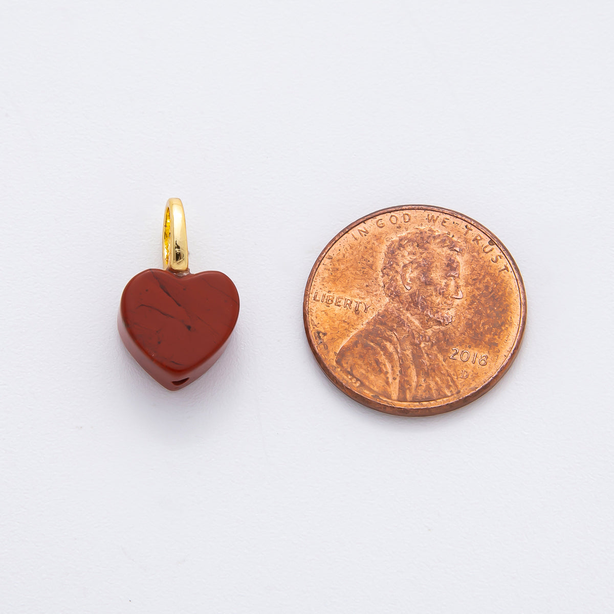 18K Gold Filled 16mm Quartz, Ruffle, & Carnelian Gemstone Dainty Heart-Shaped Charm | E433 E449