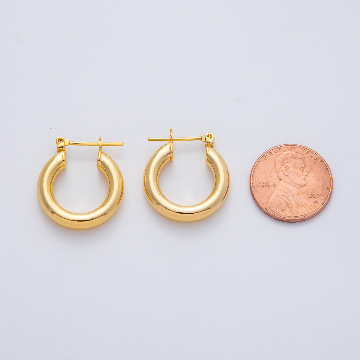 18K Gold Filled 28mm Minimalist Band Latch Hoop Earrings | AD1604