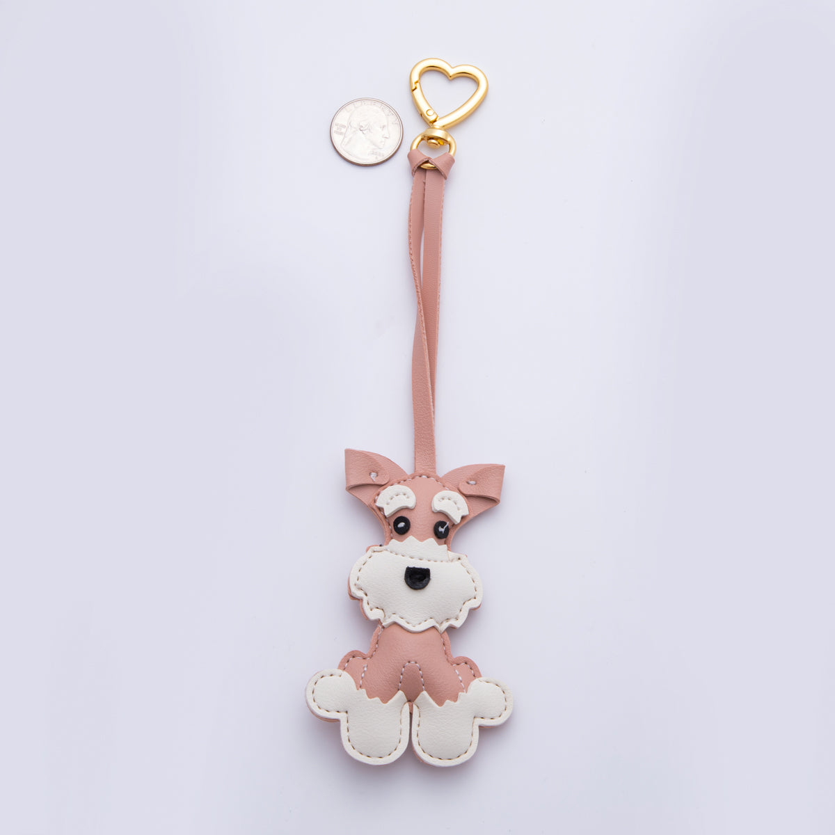 Leather Schnauzer Dog Print Keyring Purse Bag Backpack Charm Accessory WB-00020