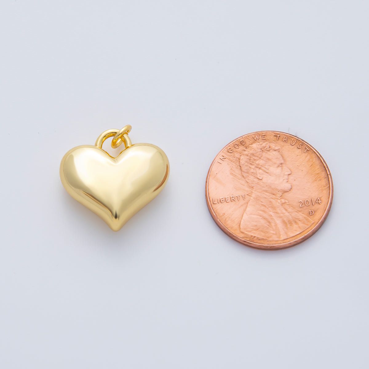 18K Gold Filled 16mm Minimalist Chubby Heart Charm | AF1416