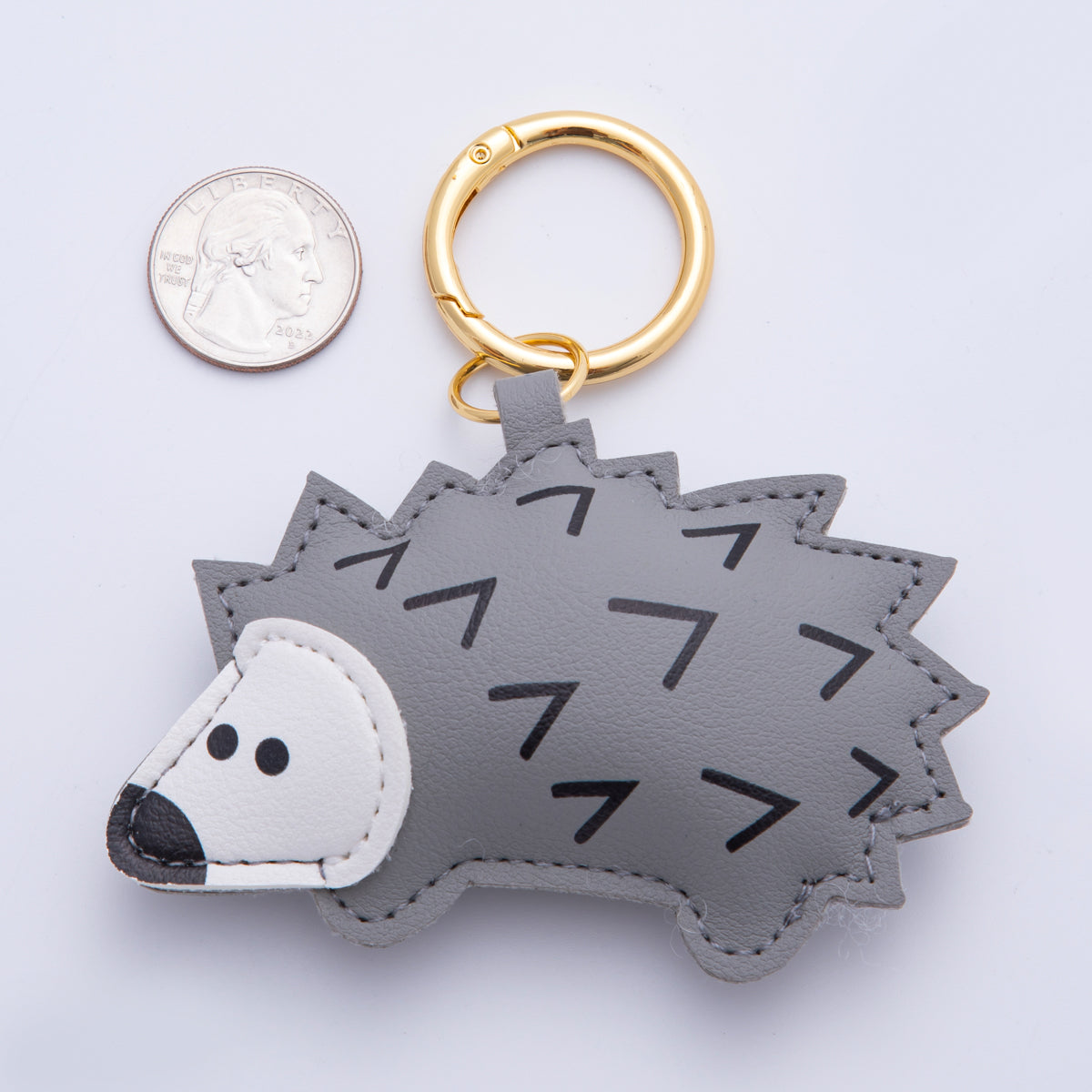 Leather Porcupine Keychain Handmade Bag Charm Cute Leather Animal Purse Accessory WB-00101