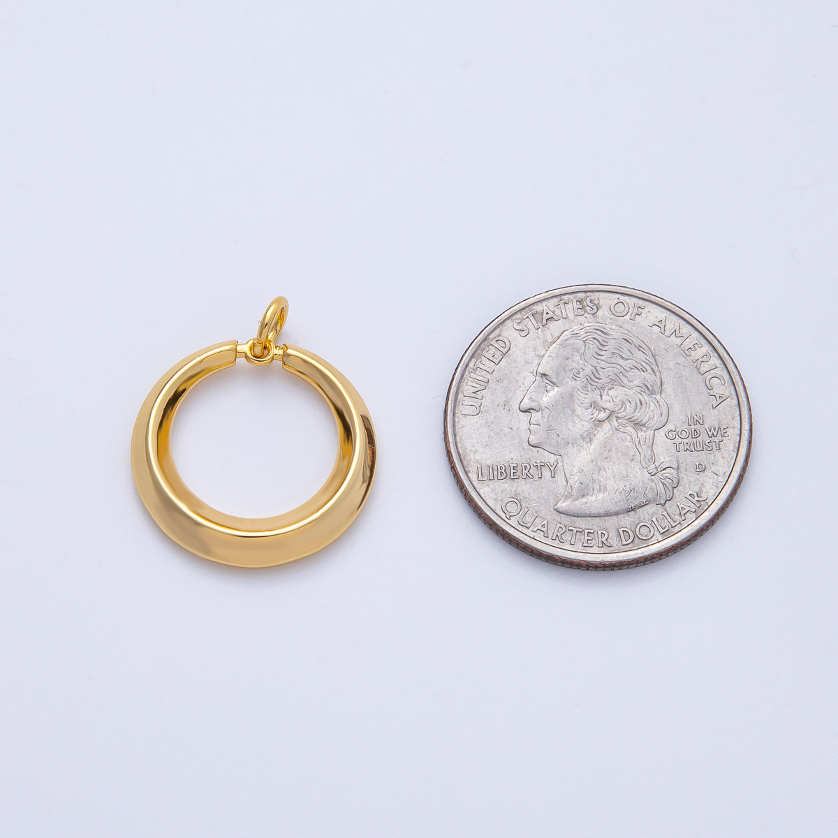 18K Gold Filled 19mm Open Edged Circle Round Geometric Charm | AK120