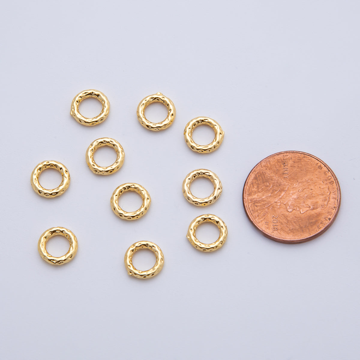 18K Gold Filled 8mm Hammered Style Round Beads | B328