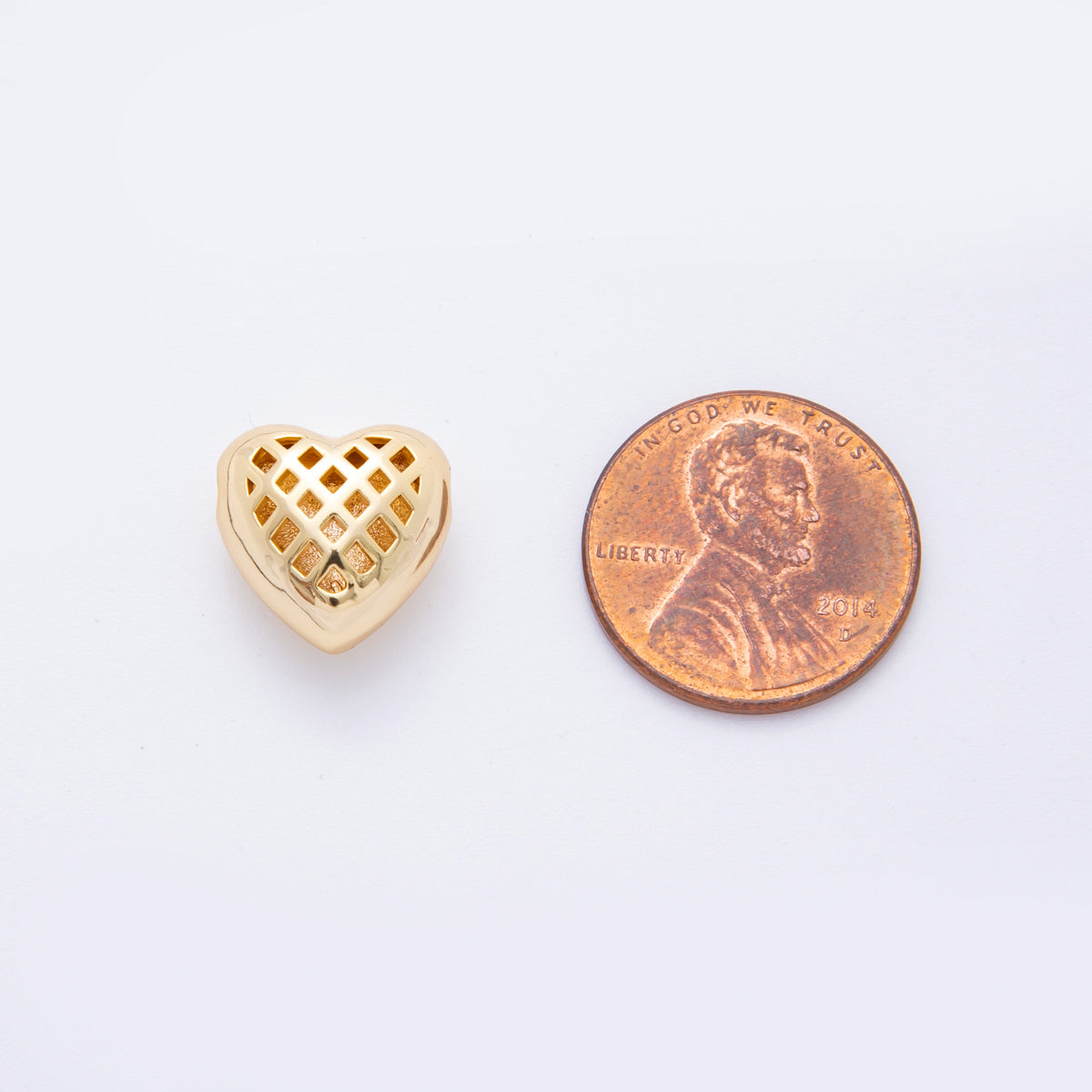 18K Gold Filled 13mm Minimalist Filigree Heart Bead | AF1046
