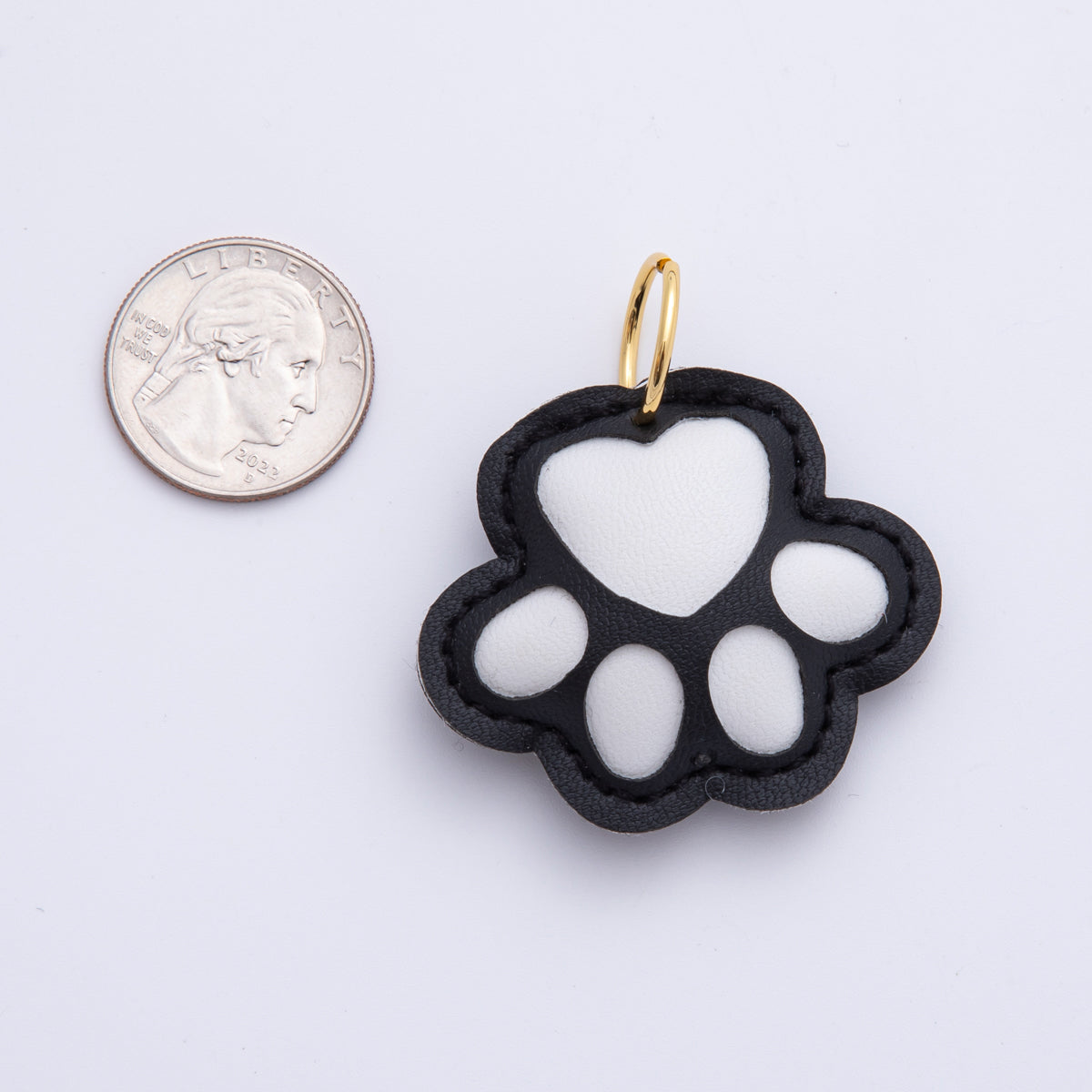 Leather Dog Paw Print Keyring Purse Bag Backpack Charm Dog Collar Accessory WB-00017