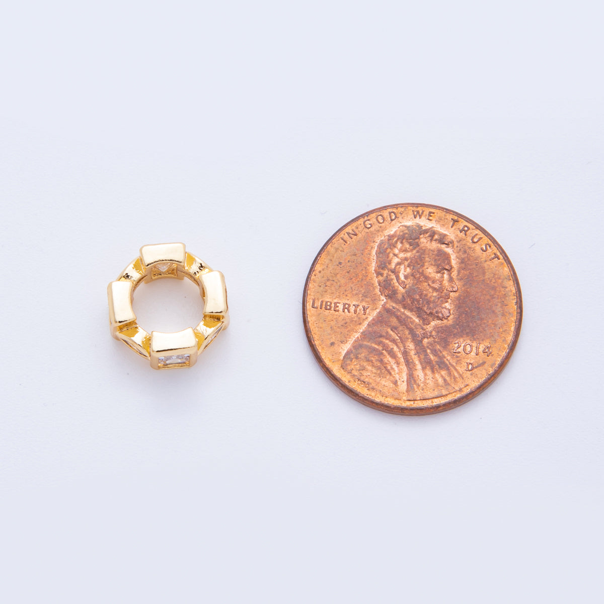 18K Gold Filled Clear CZ Baguette Marquise Geometric Bead Spacer | AF1043