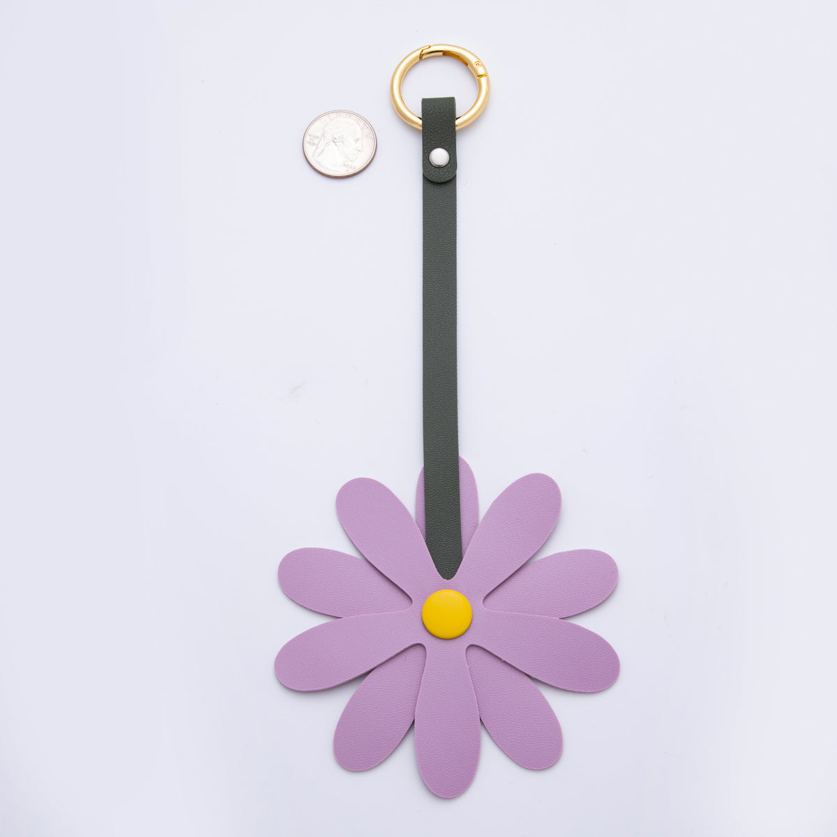 Leather Sun Flower Keyring Purse Bag Backpack Charm Flower Accessory WB-00012