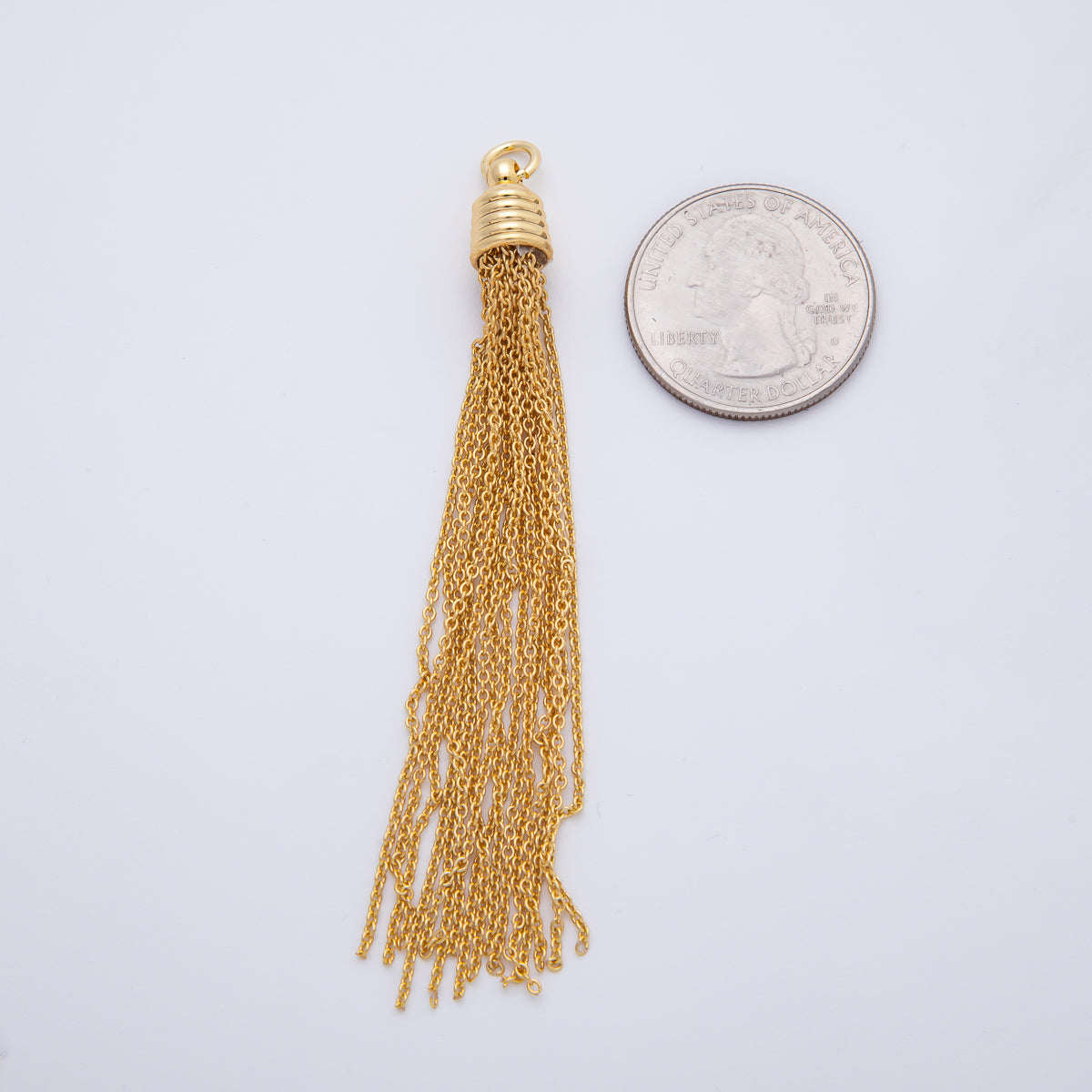 18K Gold Filled 84mm Ethnic Cone Cap Long Tassel Cable Chain Drop Charm | AF1401