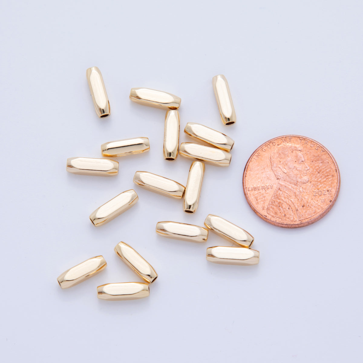 18K Gold Filled 10mm Long Bar Tube Slider Bead Spacer 10pcs | AF-A1060