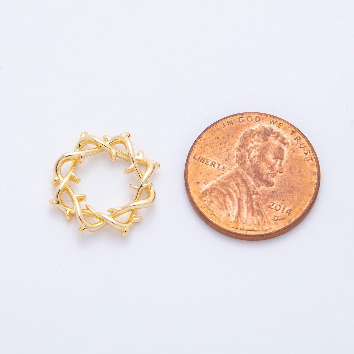 18K Gold Filled 15.5mm Lord Jesus Crown of Thorns Charm Supply | Z-A1239
