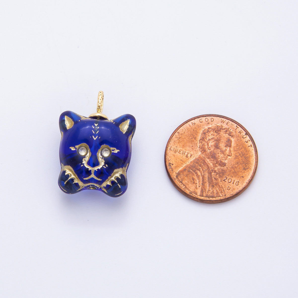 18K Gold Filled 22mm Colorful Czech Beads Small Bear Cub Charm | N235