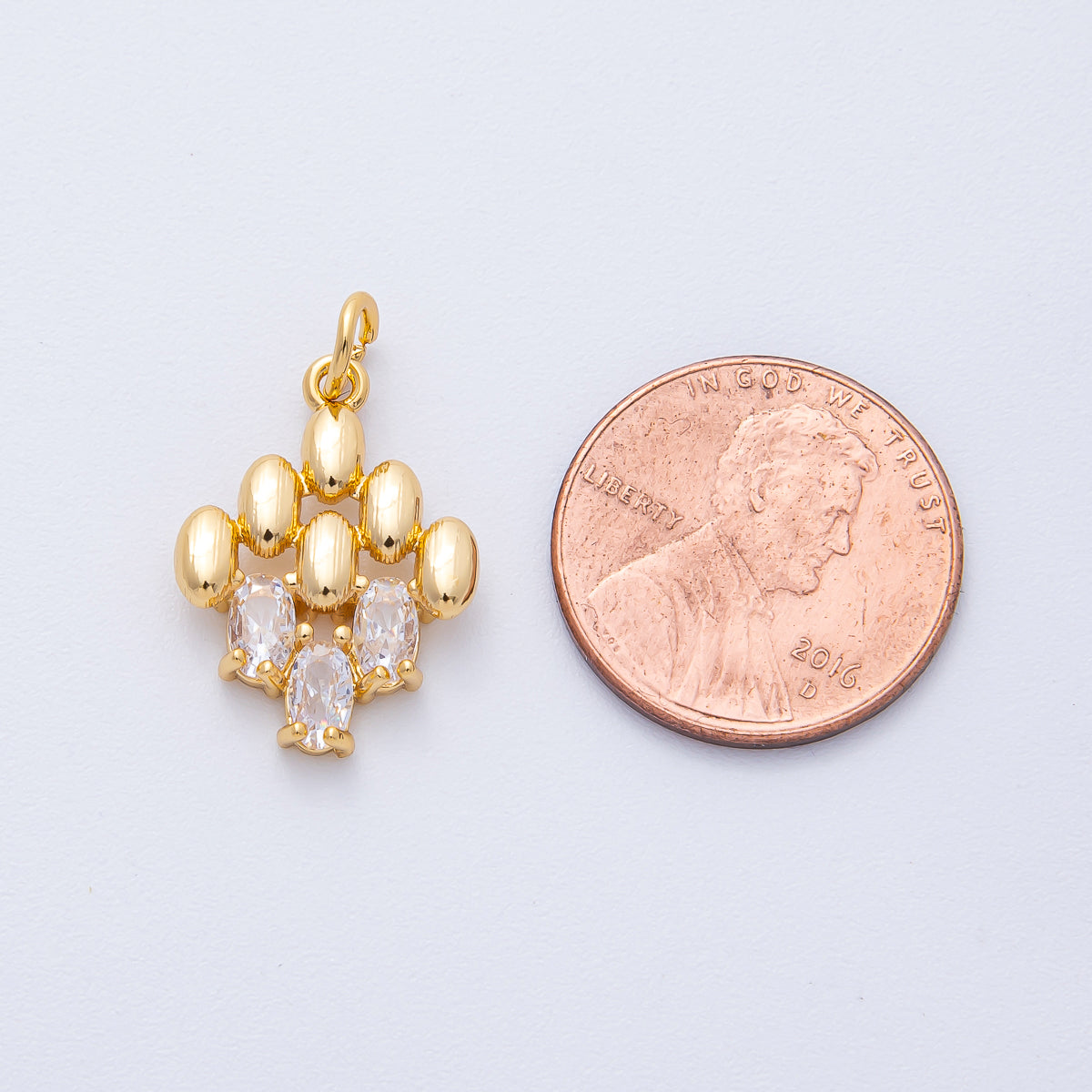 18K Gold Filled 19mm CZ Panther Chain Link Geometric Charm | AK162