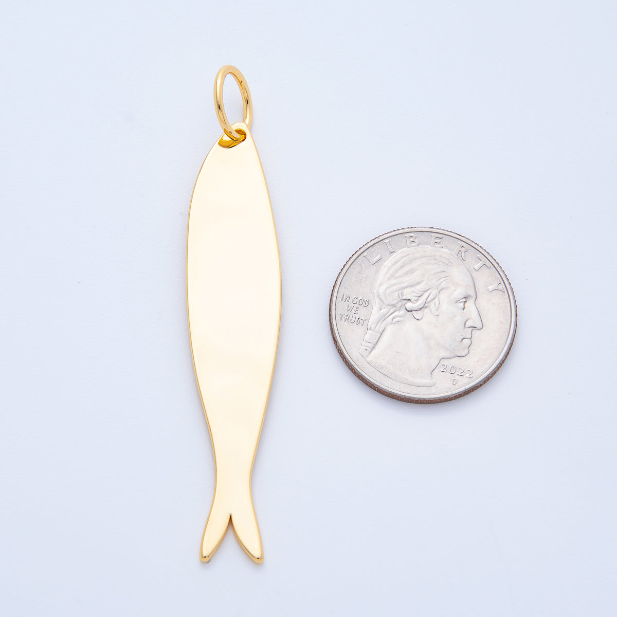 18K Gold Filled 67mm Minimalist Under the Sea Long Fish Charm | N-A1347