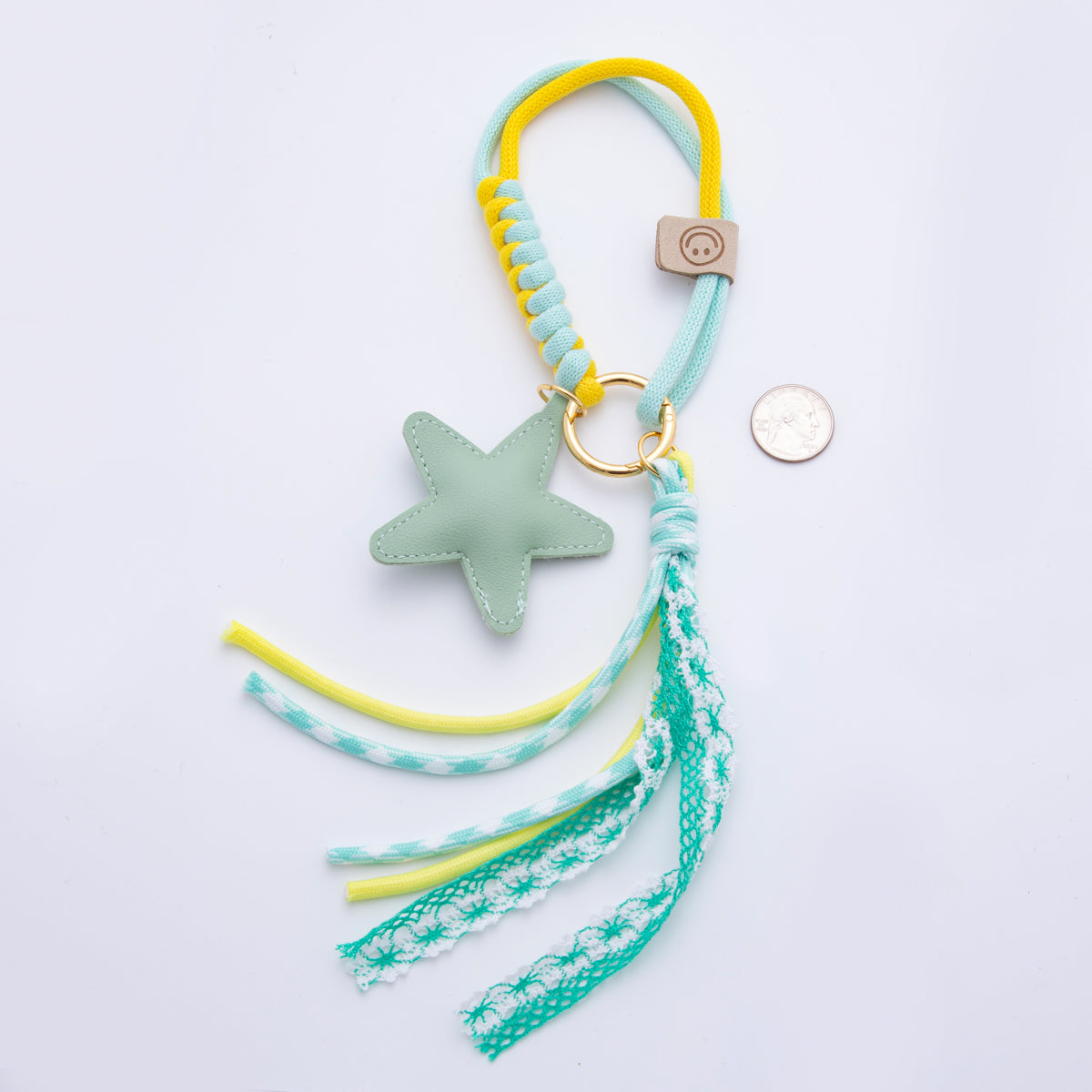 Blue Leather Shooting Star Keychain Handmade Bag Charm Cute Leather Tassel  Purse Accessory WB-00106