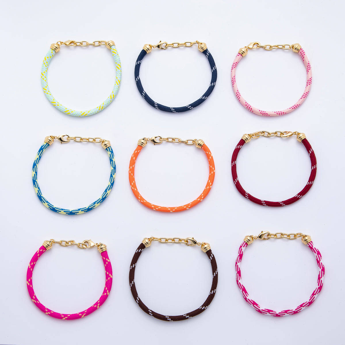 New Color 24K Gold Filled Summer Fall Cotton Cord Bracelet 8.4 inch | WA-1922 ~ WA-2034