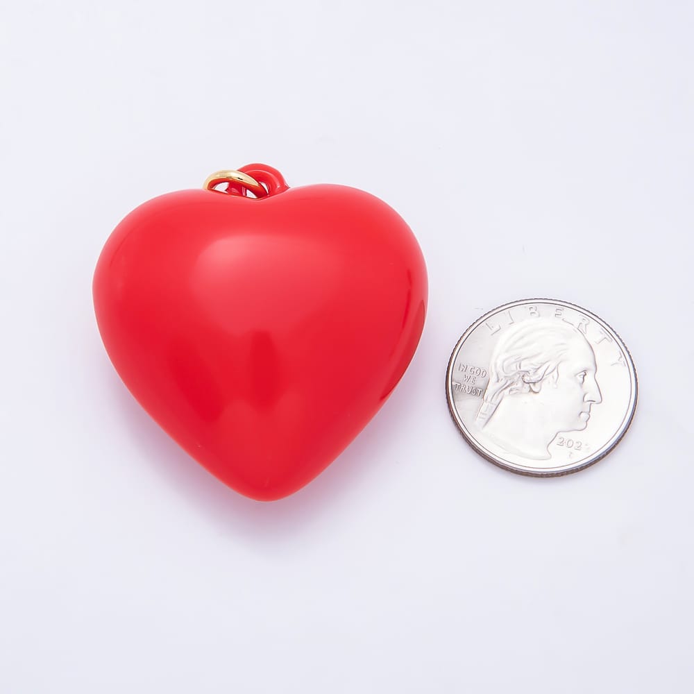 18K Gold Filled 44mm Pink, Black, Fuchsia, Red, Burgundy Enamel Resin Chubby Heart Charm | Charms-02389 ~ Charms-02393