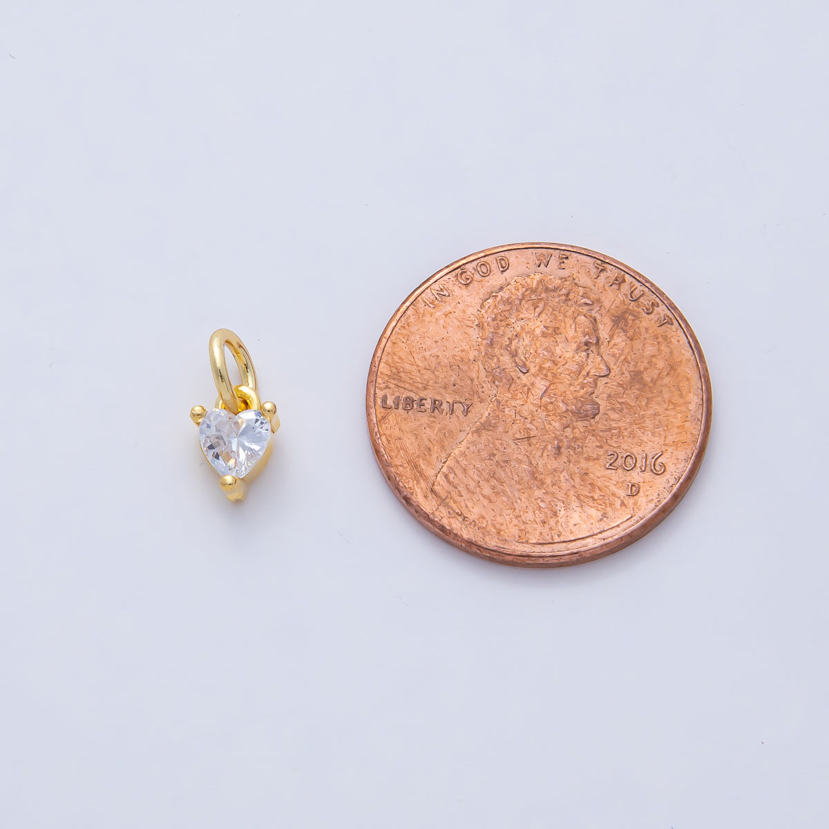18K Gold Filled 6.5mm Clear CZ Heart Mini Charm | AK024