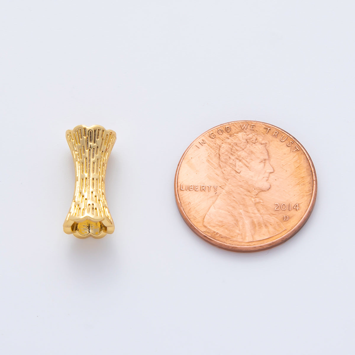 18K Gold Filled 6.5x13.8 mm Long Textured Hourglass Bead Spacer| B546